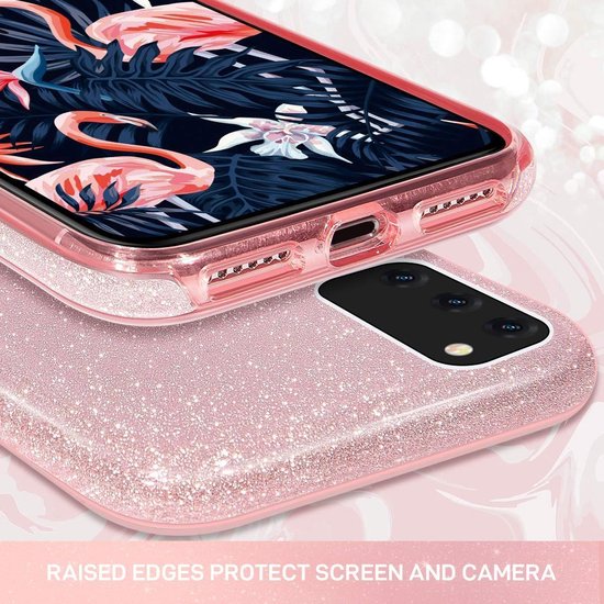 Samsung Galaxy A72 Hoesje - Roze - Glitter Back Cover