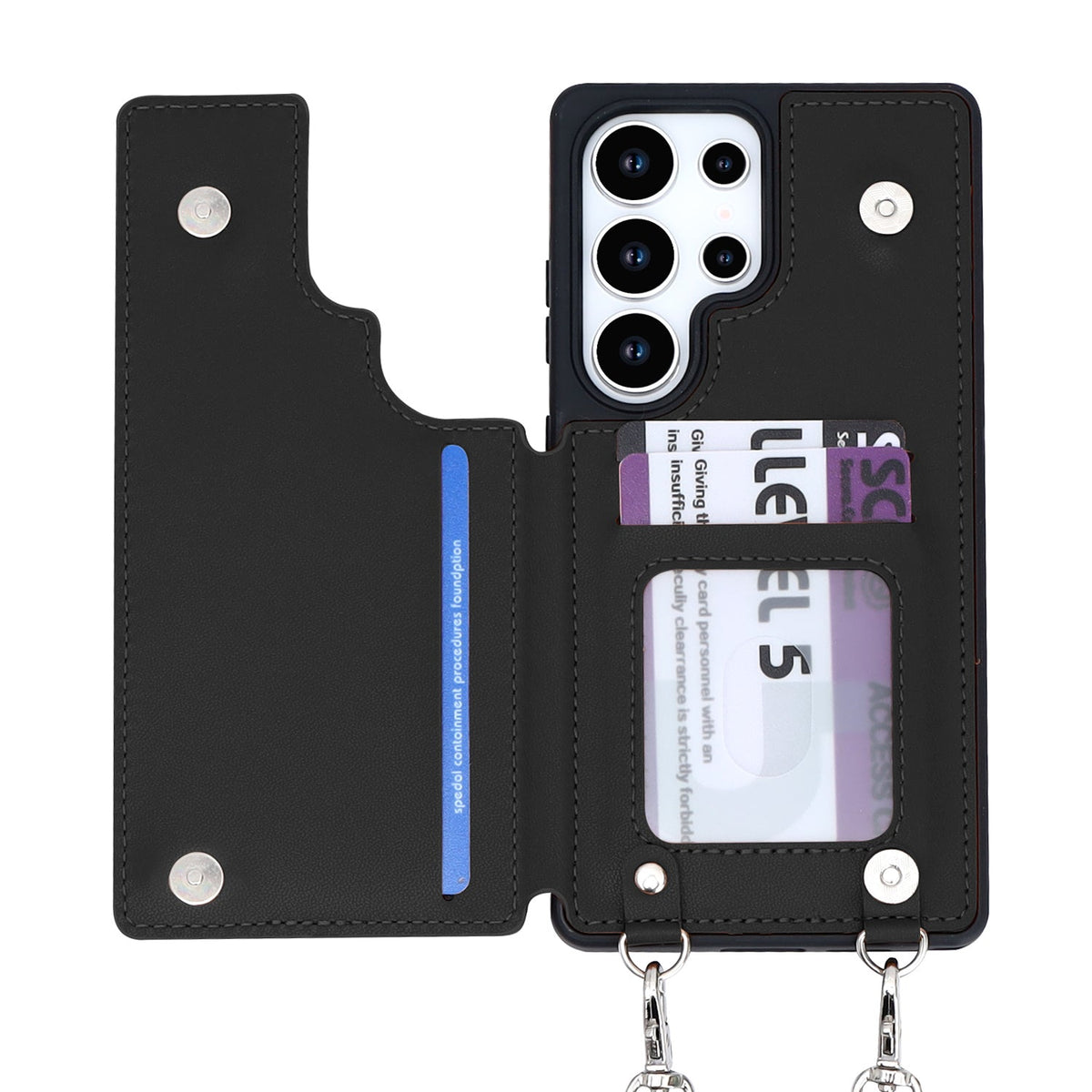 Samsung Galaxy S25 Ultra Hoesje - Zwart - Luxe Back Cover met Telefoonkoord en Rits