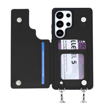Samsung Galaxy S25 Ultra Hoesje - Zwart - Luxe Back Cover met Telefoonkoord en Rits