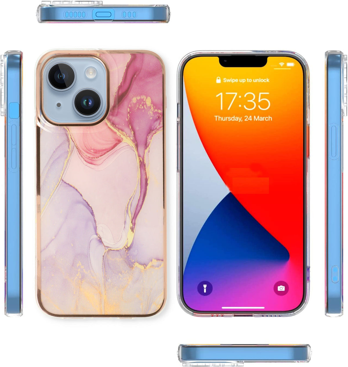 Apple iPhone 15 Plus Hoesje - Nova - Siliconen Marmer Back Cover