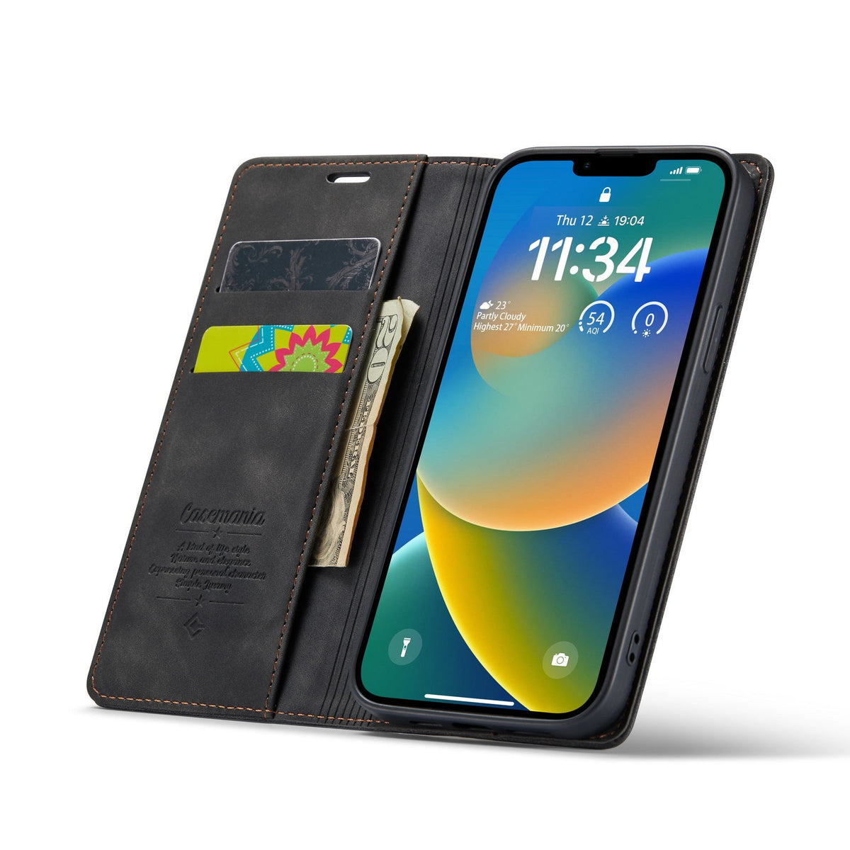 iPhone 15 Hoesje - Charcoal Gray - Dunne Bookcase