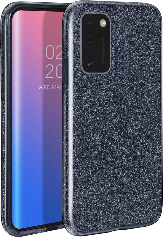 Samsung Galaxy A41 Hoesje - Zwart - Glitter Back Cover