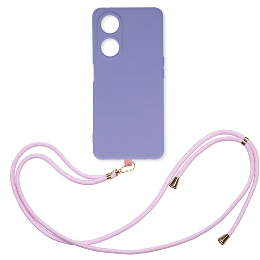 Oppo A58 Hoesje - Paars - Siliconen Back Cover met Koord