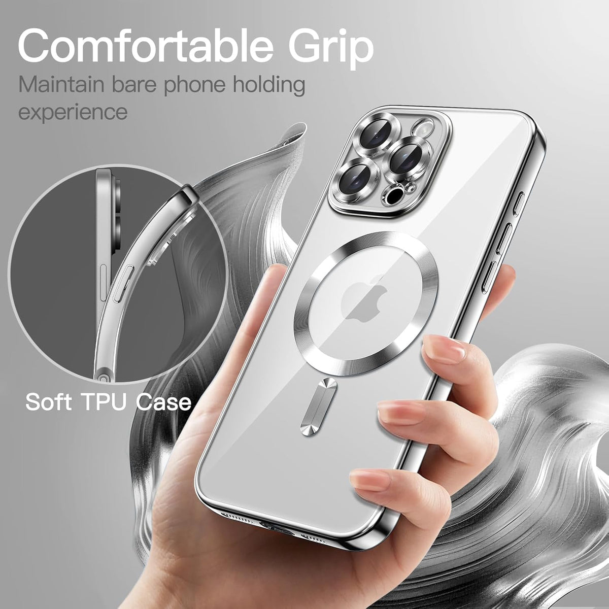 Apple iPhone 16 Pro Max Hoesje - Zilver - Siliconen MagSafe Back Cover