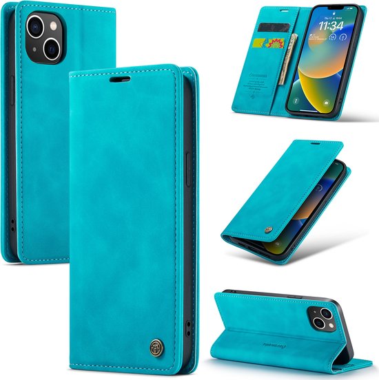 Apple iPhone 14 Plus Hoesje - Azure Blue - Dunne Bookcase