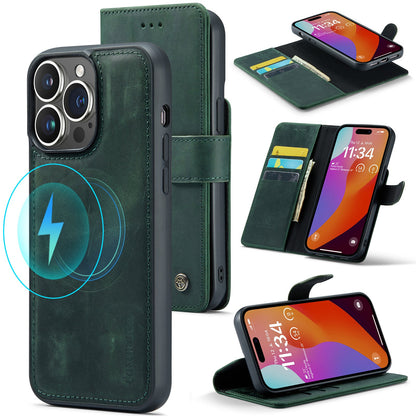 Apple iPhone 15 Pro Max Hülle - Emerald Green - Echtleder-2-in-1-MagSafe-Klapphülle mit Kartenfach
