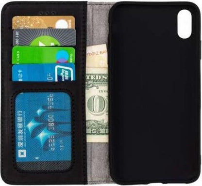 Apple iPhone Xs Max Hoesje - Zwart - Echt Leren Bookcase