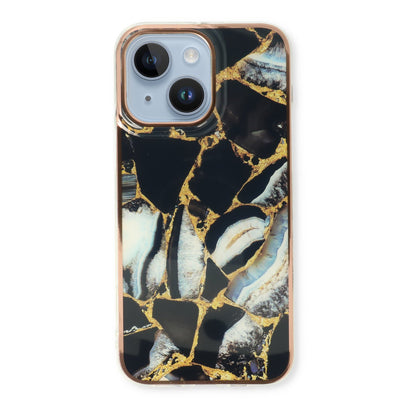 Apple iPhone 15 Plus Hoesje - Zwart - Siliconen Marmer Back Cover