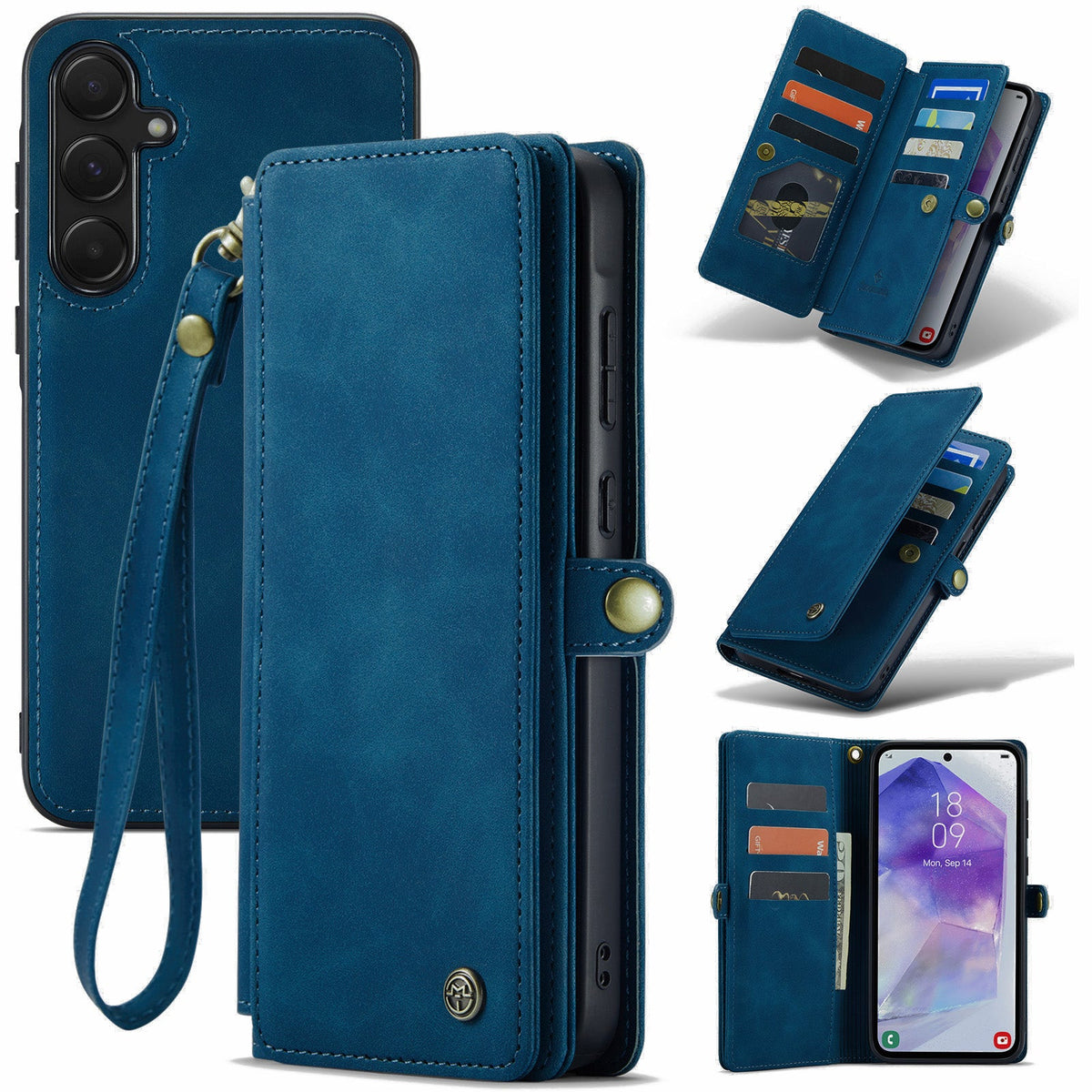 Samsung Galaxy A36 Case - Navy Blue - 2-in-1 Wallet Case with 10 Card Slots