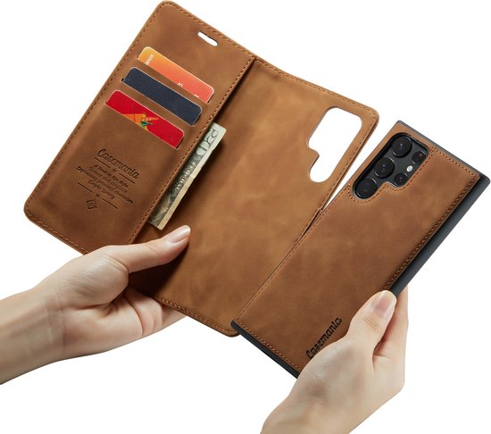 Samsung Galaxy S23 Ultra Hoesje - Sienna Brown - 2 in 1 Bookcase