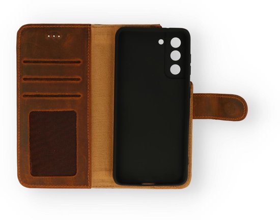 Samsung Galaxy S21 Plus Hoesje - Bruin - Echt Leren Bookcase