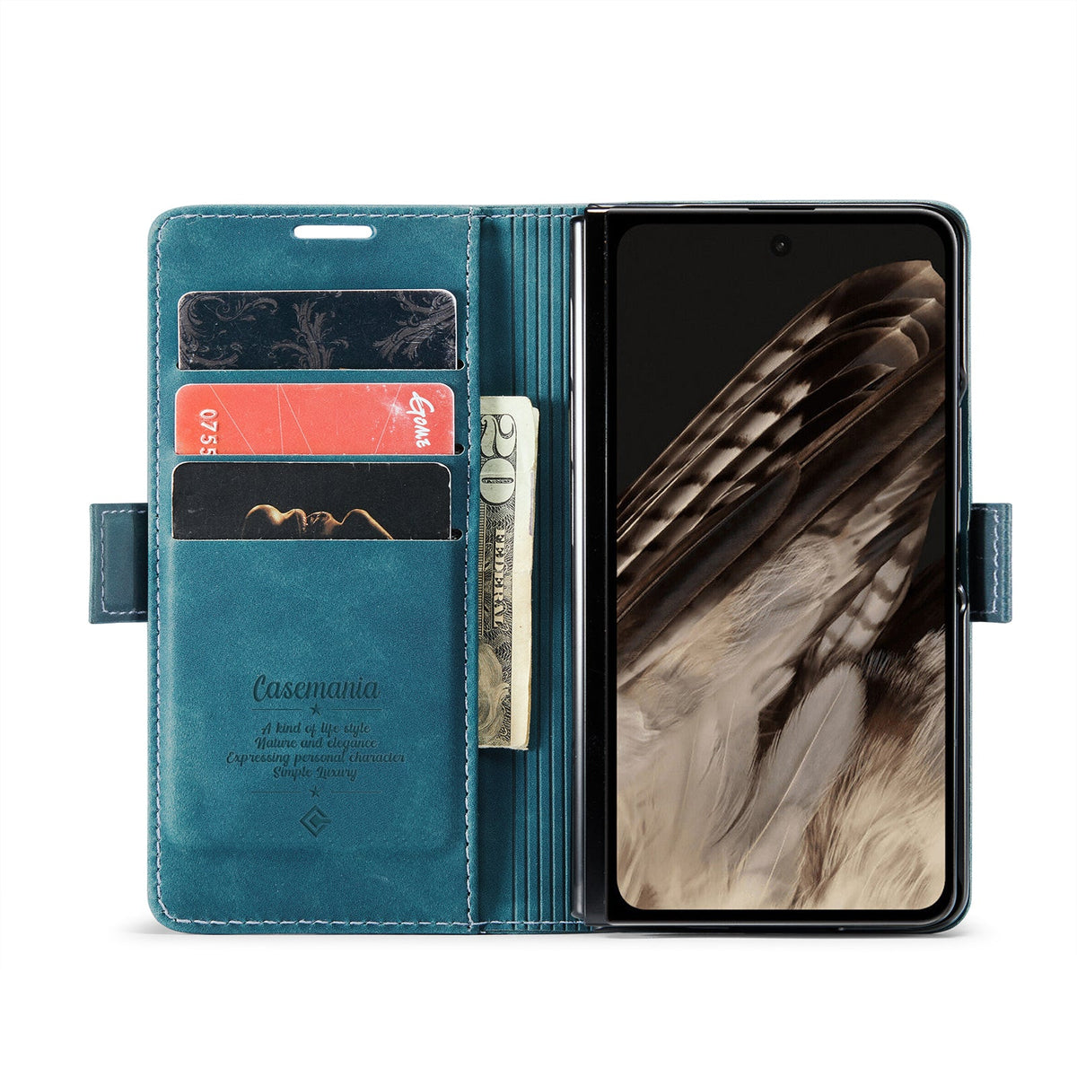 Google Pixel Fold Hülle - Emerald Green - Klapphülle mit Kartenfach