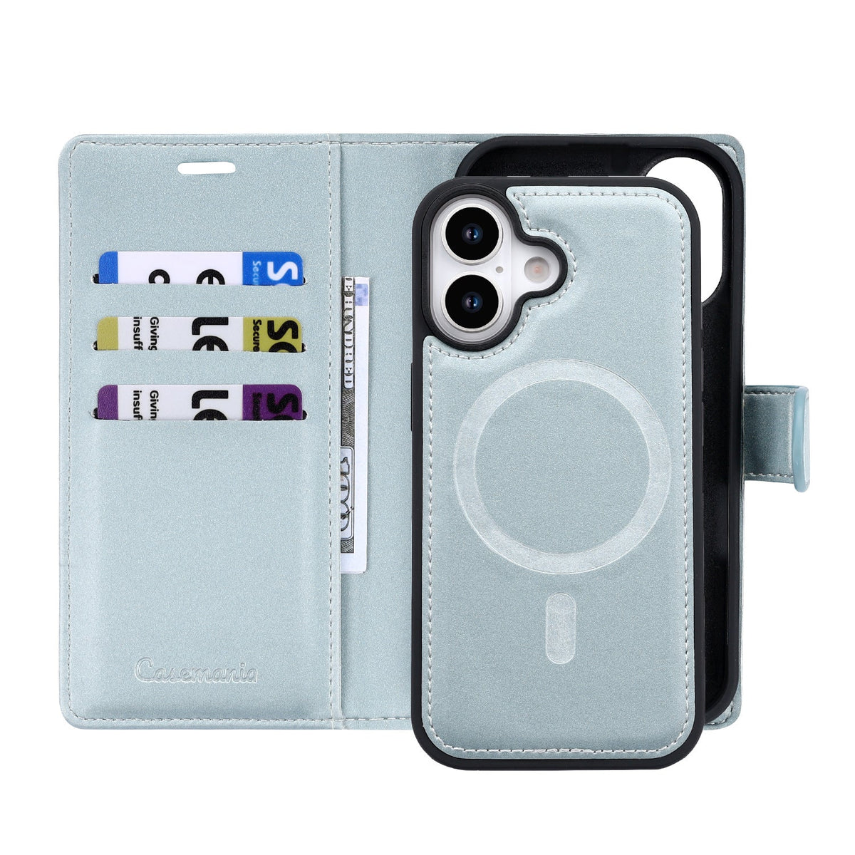 Apple iPhone 17 Hoesje - Baby Blue - 2 in 1 Velvet Bookcase