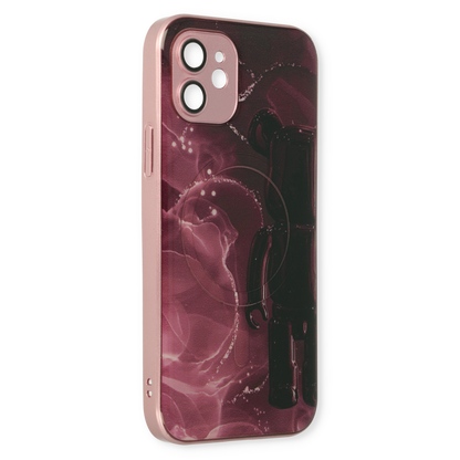 Apple iPhone 12 Hoesje - Rood - Siliconen Marmer MagSafe Back Cover