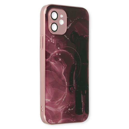 Apple iPhone 12 Case - Red - Silicone Marble MagSafe Back Cover
