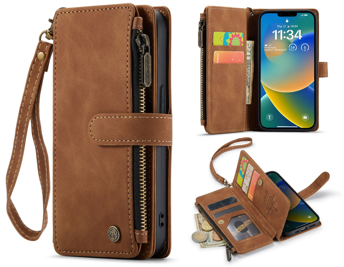 Apple iPhone 7 Hoesje - Sienna Brown - Luxe Bookcase met Rits