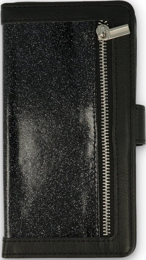Apple iPhone 11 Pro Hoesje - Zwart - Glitter Luxe Bookcase met Rits