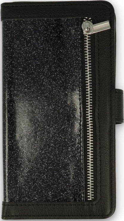 Apple iPhone 11 Pro Hoesje - Zwart - Glitter Luxe Bookcase met Rits