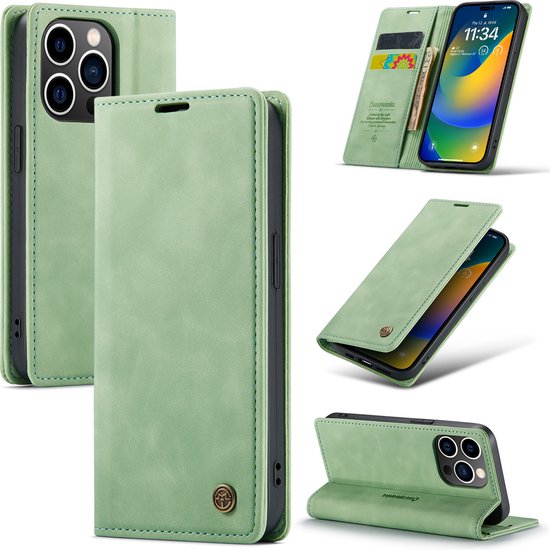 Apple iPhone 14 Pro Max Hoesje - Pistache Green - Dunne Bookcase
