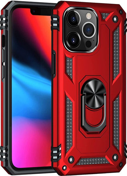 Apple iPhone 13 Pro Max Hoesje - Rood - Armor Kickstand Back Cover