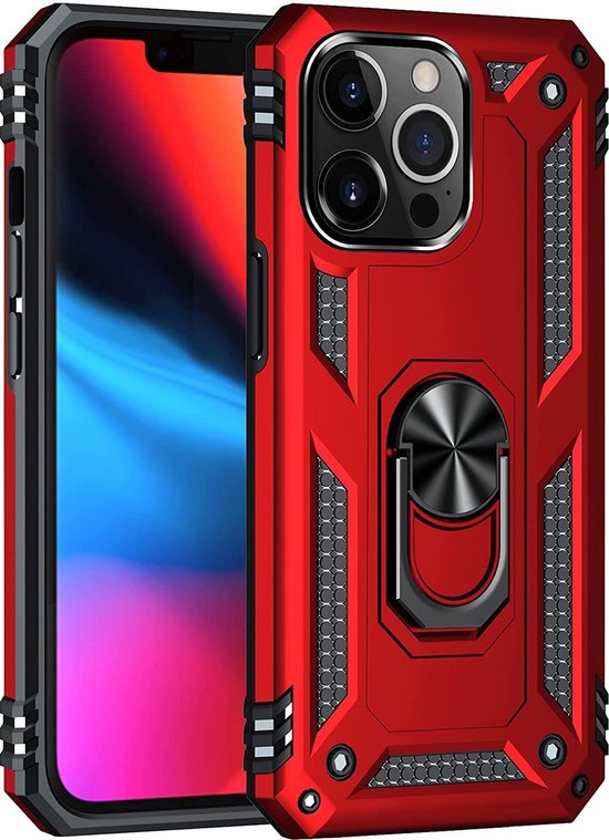 Apple iPhone 13 Pro Hülle - Rot - Armor-Ständer-Backcover