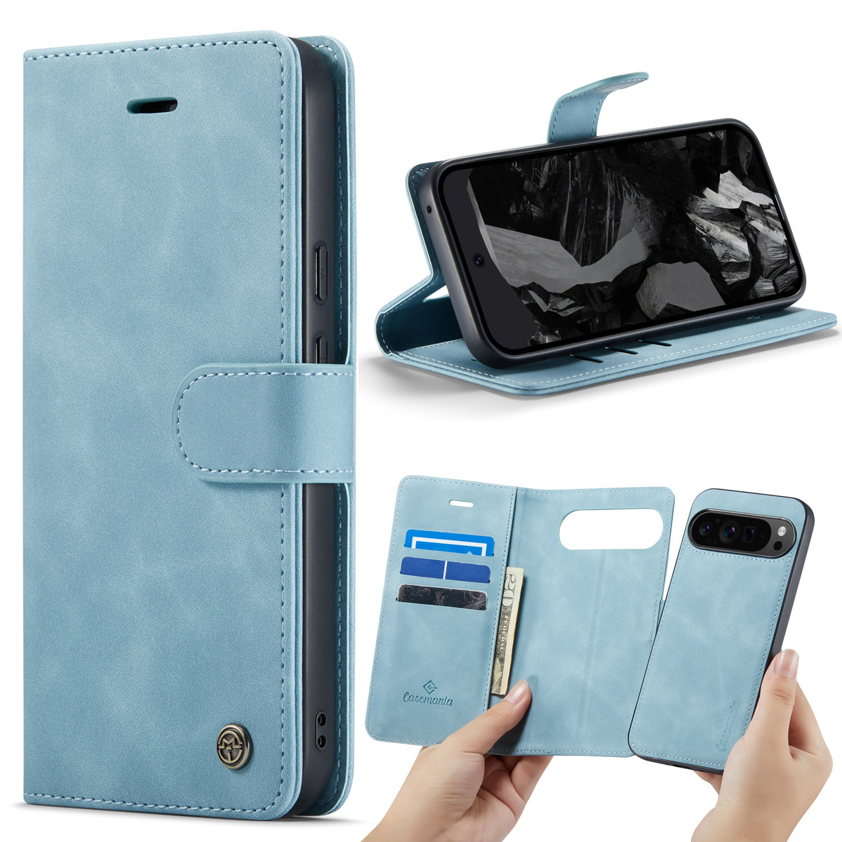 Google Pixel 9 Pro XL Hoesje - Aqua Blue - 2 in 1 Bookcase