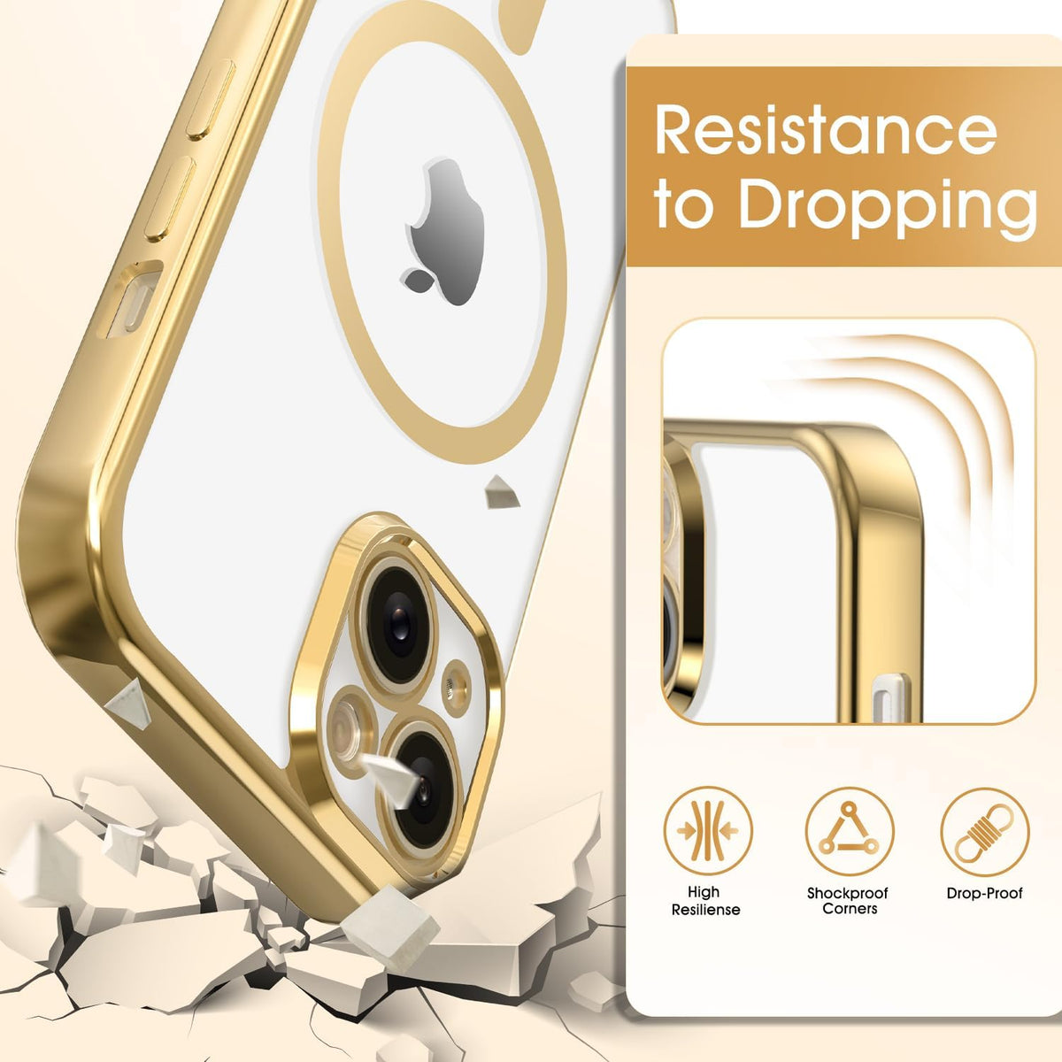 iPhone 17 Hoesje - Goud - Siliconen MagSafe Back Cover met Telefoonkoord