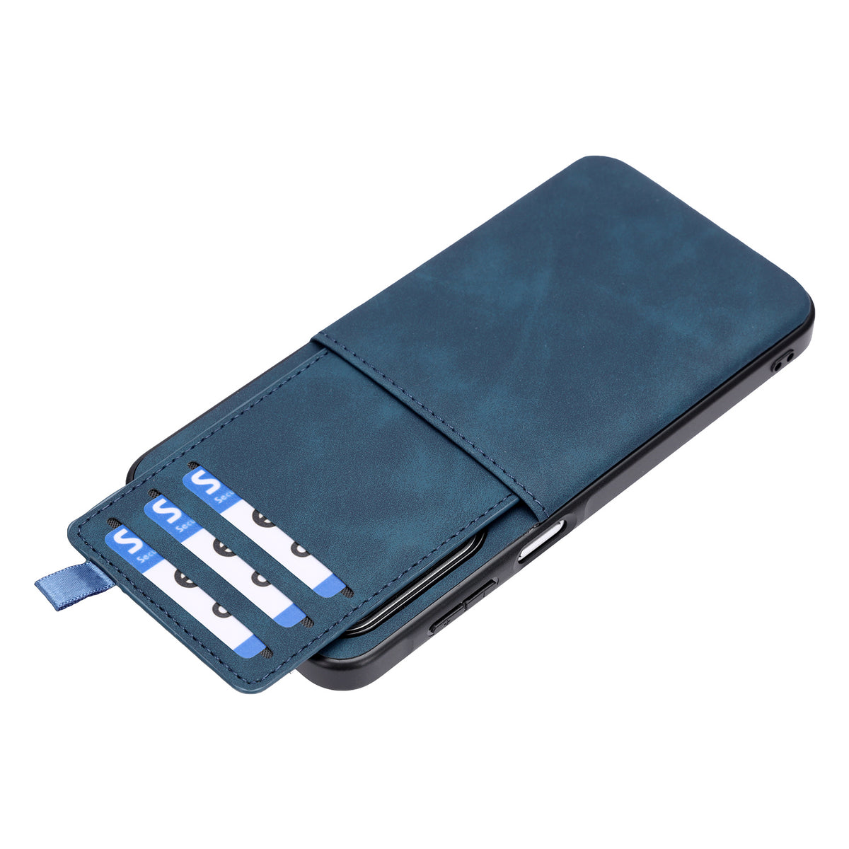 Samsung Galaxy A27 Hoesje - Navy Blue - Kunstleren Back Cover met Pull-Tab Pasjeshouder