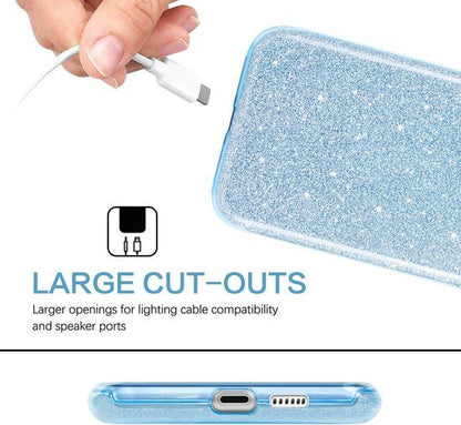 Samsung Galaxy S22 Plus Hoesje - Blauw - Glitter Back Cover