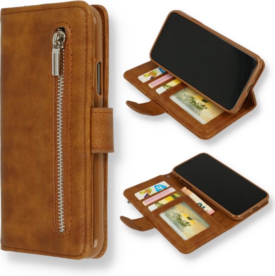 Samsung Galaxy A03 Hoesje - Bruin - Luxe Bookcase met Rits
