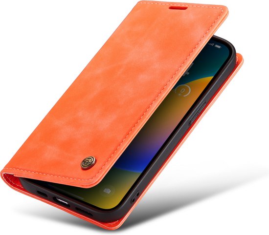 iPhone 14 Pro Max Hülle - Topaz Orange - Schlanke Klapphülle mit Kartenfach