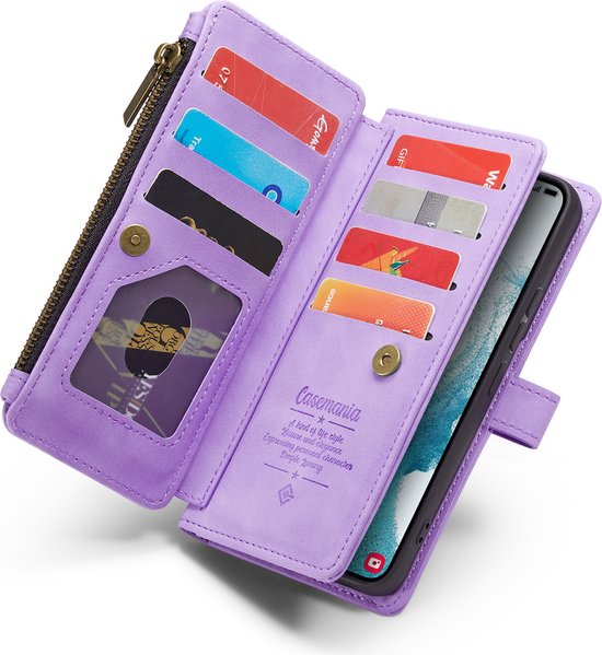 Samsung Galaxy S22 Plus Hoesje - Bright Lila - Luxe Bookcase met Rits