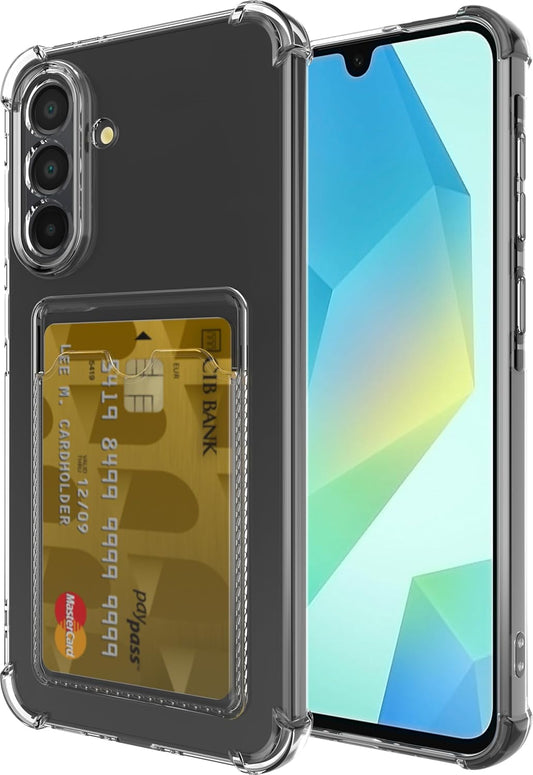 Samsung Galaxy A36 Hülle - Transparent mit Kartenfach - Stoßfest Backcover mit Kartenfach und Kameraschutz