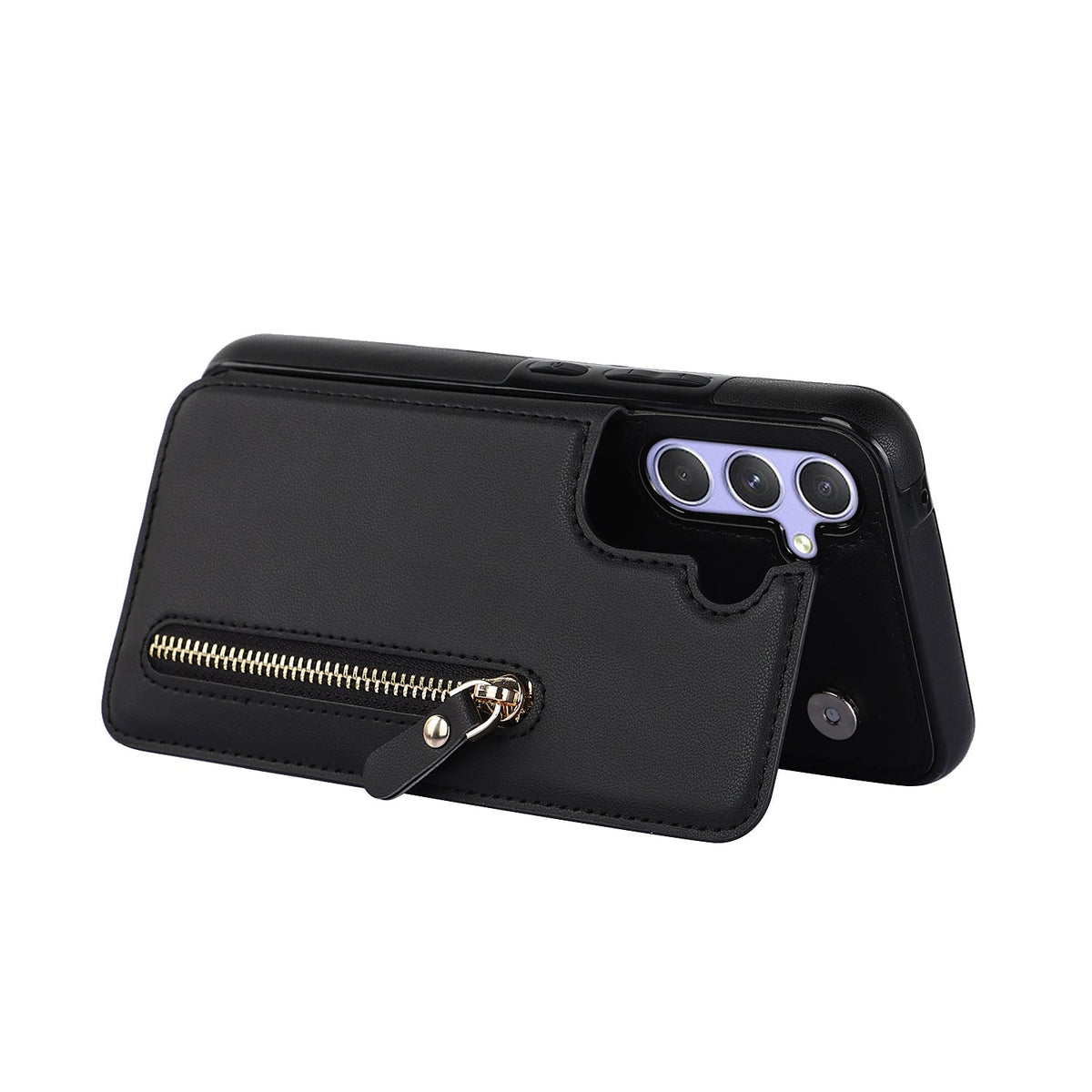 Samsung Galaxy A54 Hoesje - Zwart - Luxe Back Cover met Telefoonkoord en Rits