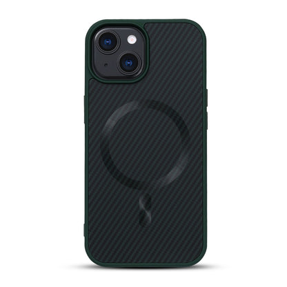 Apple iPhone 15 Plus Hoesje - Groen - Carbon MagSafe Back Cover