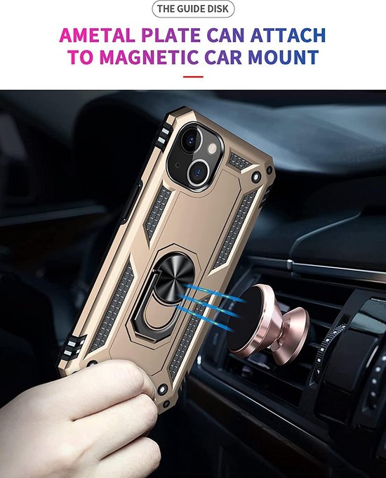 Apple iPhone 13 Mini Hoesje - Goud - Armor Kickstand Back Cover