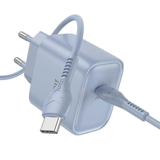 Hoco 25W USB-C Schnellladegerät mit USB-C Kabel 2m - Blau