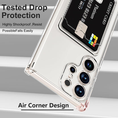 Samsung Galaxy S24 Ultra Case - Clear with Card Holder - Shockproof Back Cover with Card Holder