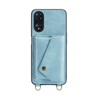 Oppo A98 Hoesje - Aqua Blue - Luxe Back Cover met Telefoonkoord