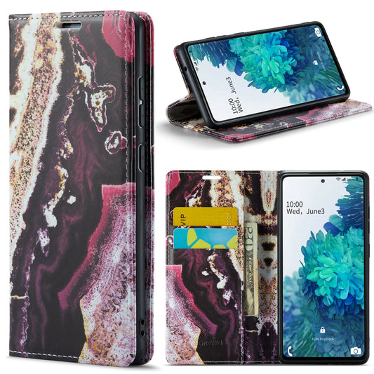 Samsung Galaxy A23 Hülle - Magenta Eudialyte - Marmor-Portemonnaie-Klapphülle mit Kartenfach