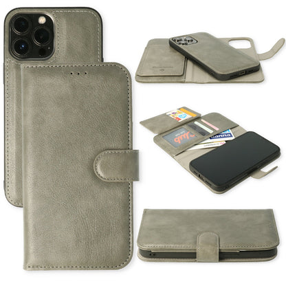 Apple iPhone 12 Case - Grey - 2-in-1 Wallet Case with 10 Card Slots