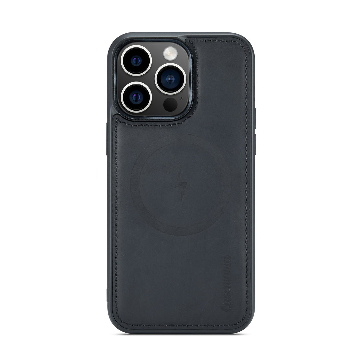 Apple iPhone 15 Pro Case - Charcoal Gray - Genuine Leather 2-in-1 MagSafe Wallet Case