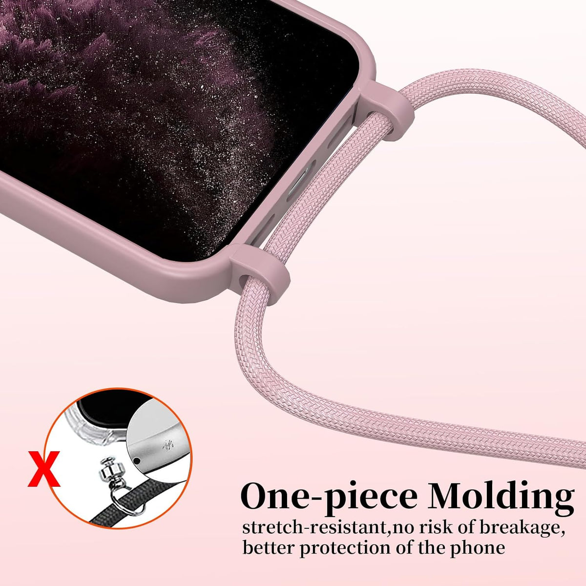 Samsung Galaxy A35 Hoesje - Roze - Siliconen Back Cover met Telefoonkoord