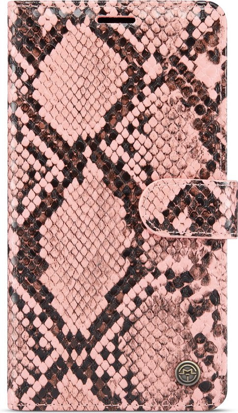 Apple iPhone XR Hülle - Rosa - Schlangenprint Klapphülle