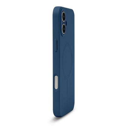 Apple iPhone 16 Plus Hoesje - Blauw - Liquid Siliconen MagSafe Back Cover met Magneetring