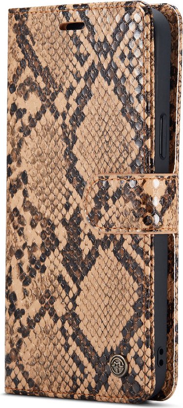 Apple iPhone 13 Pro Hoesje - Beige - Luxe Slangen Bookcase