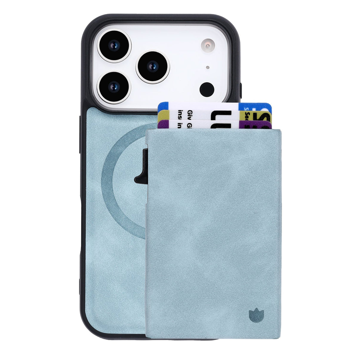 Apple iPhone 18 Pro Max Hoesje - Aqua Blue - Kunstleren MagSafe Back Cover met Uitschuifbare Pasjeshouder