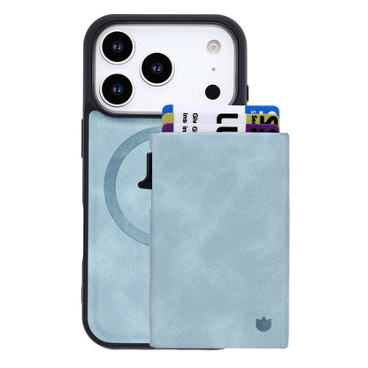 Apple iPhone 17 Pro Case - Aqua Blue - MagSafe Back Cover with Pull-Out Card Holder