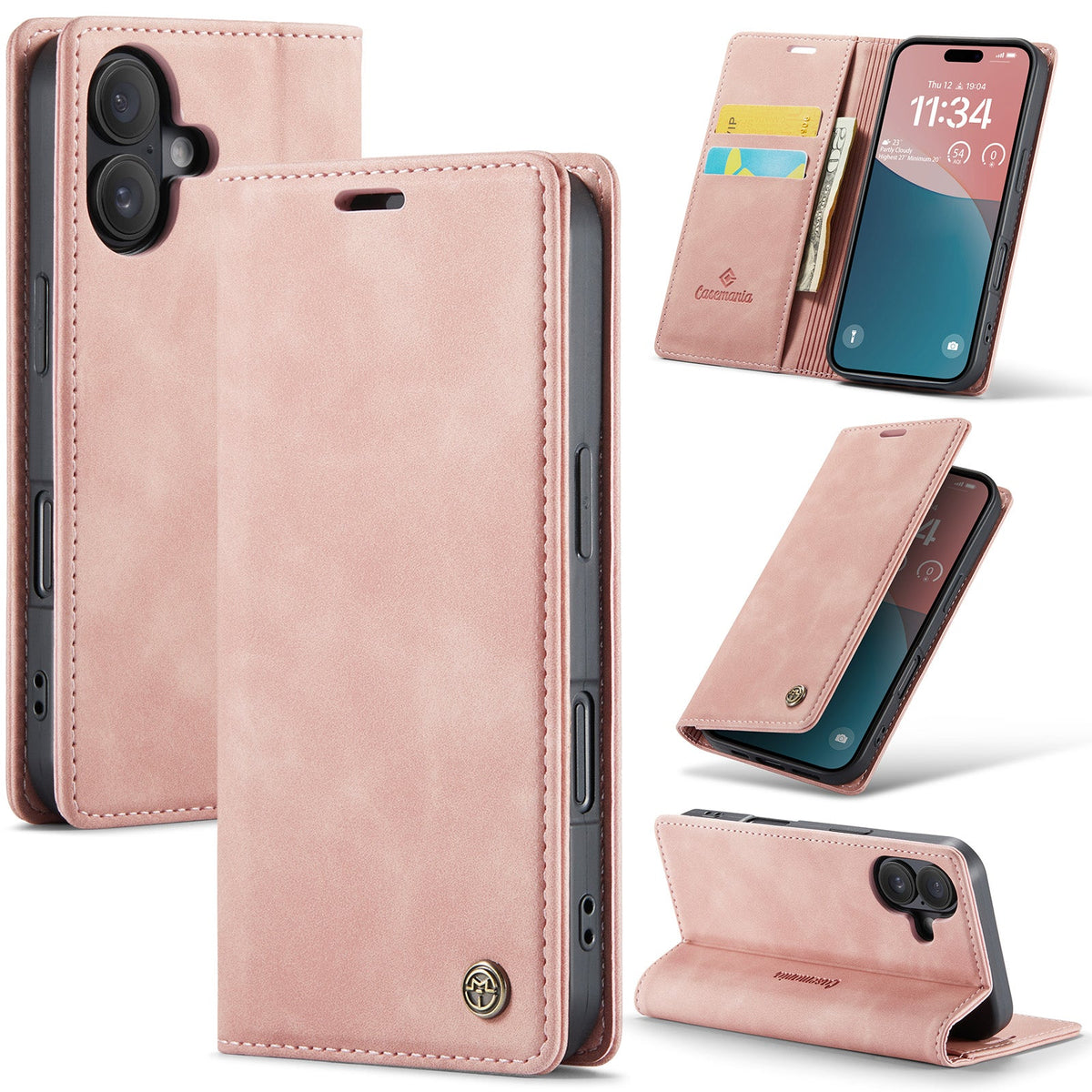 iPhone 16 Plus Hoesje - Pale Pink - Dunne Bookcase