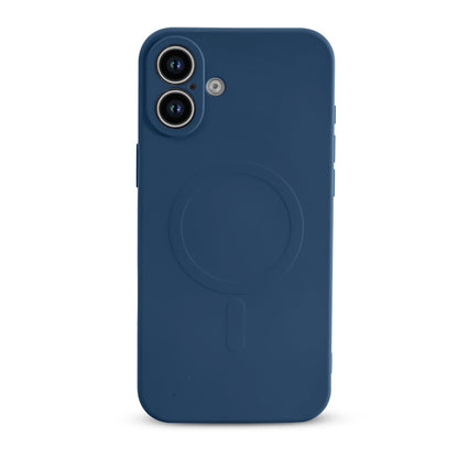 Apple iPhone 16 Plus Hoesje - Blauw - Liquid Siliconen MagSafe Back Cover met Magneetring
